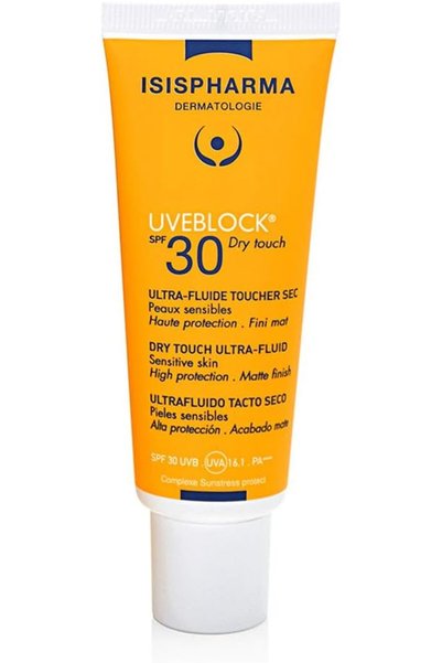 ISISPHARMA كريم الحماية من أشعة الشمس Uveblock Spf30 من Isis Pharma، سائل فائق الحماية، 40 مل