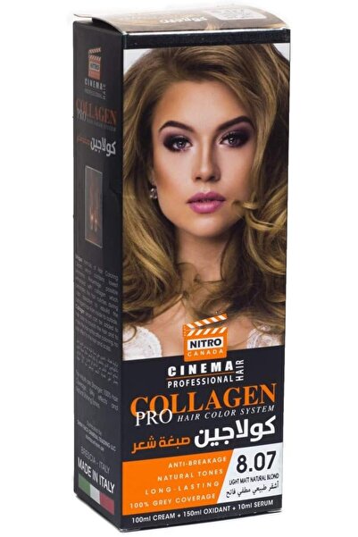 NITRO CANADA صبغة شعر كولاجين برو، 8.07 أشقر طبيعي فاتح غير لامع