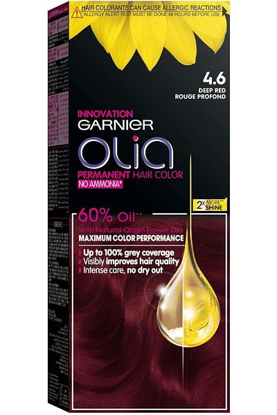 Garnier Olia, No Ammonia Permanent Hair Color With 60% Oils, 4.6 Deep Red