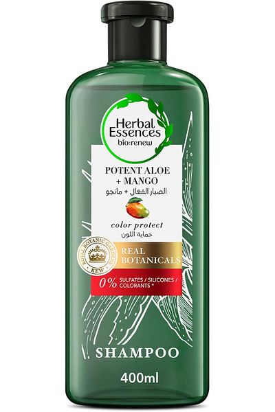 Herbal Essences شامبو طبيعي خالي من الكبريتات بخلاصة الصبار والمانجو لحماية اللون للشعر الجاف
