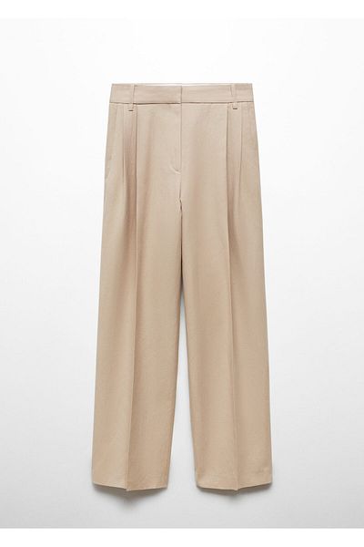 MANGO Γυναικείο παντελόνι Dark Camel 67028661