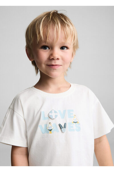 MANGO Woman Kirik Beyaz Erkek Bebek T-Shirt 67027717