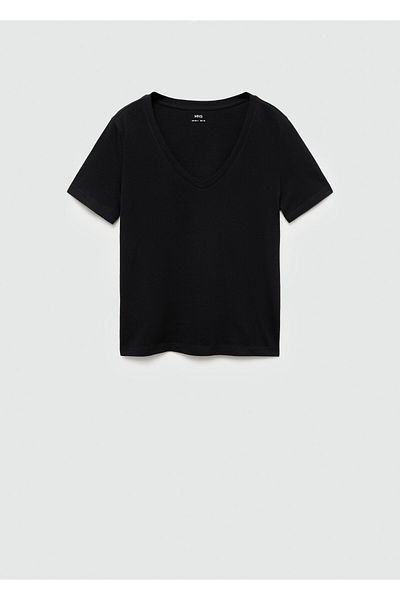 MANGO Women's Black T-Shirt 77120582