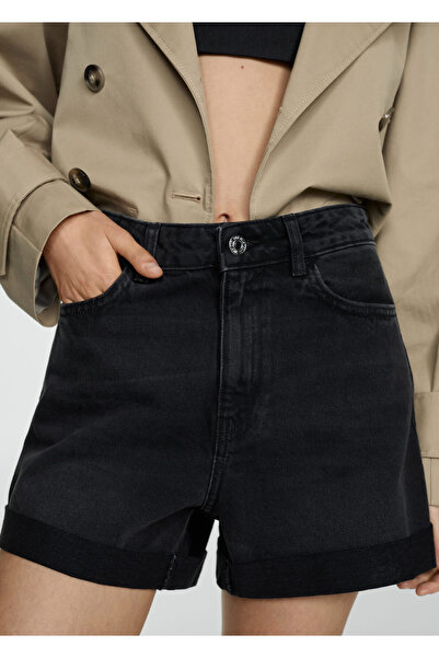 MANGO Woman Siyah Denim Kadın  Şort & Bermuda 77240573