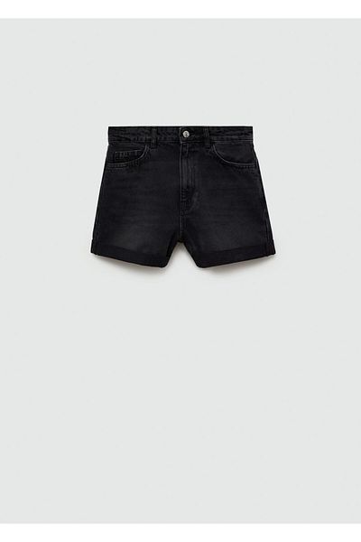 MANGO Woman Black Denim Women's Shorts & Bermuda 77240573