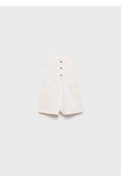 MANGO Kirik White Baby Girl Jumpsuit 67047921