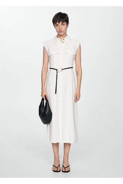MANGO Woman Women's Off-White Dress 67935738