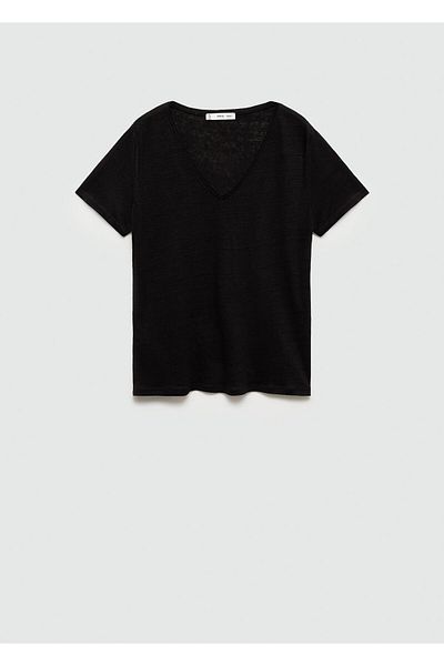 MANGO Woman Women's Black T-Shirt 77120583