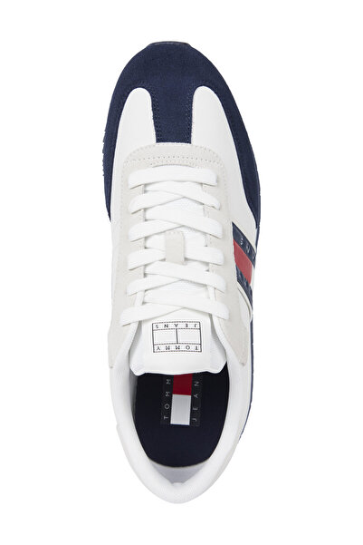 Tommy Hilfiger Erkek Rahat Taban File Detaylı Nefes Alabilir Beyaz-Lacivert Ayakkabı EM0EM01502-0G1