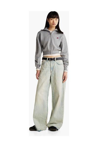 Tommy Hilfiger Gray Zippered Women's Cardigan