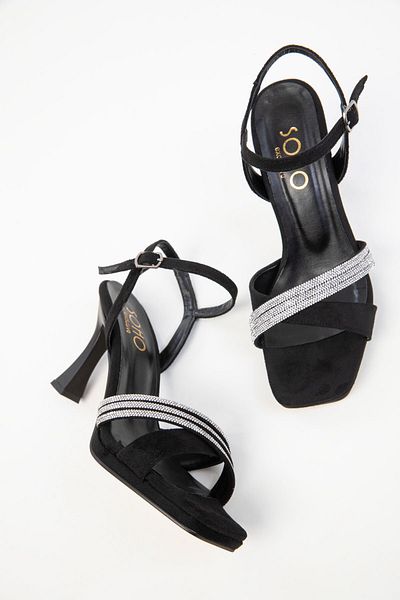 SOHO Black Suede Women's Classic Heeled Shoes 20257