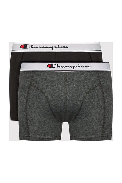 Champion Herren Boxershorts, 2er Pack - Baumwolle, Logobund, einfarbig
