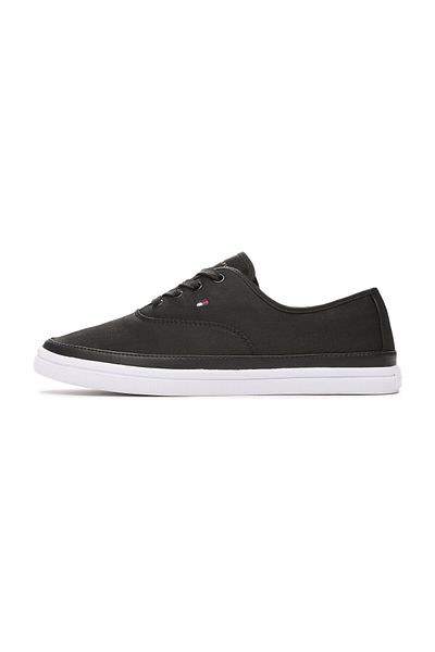 Tommy Hilfiger Dámské černé tenisky – nízké a se šněrováním, ležérní, logo Flag Fw0Fw06955-Bds