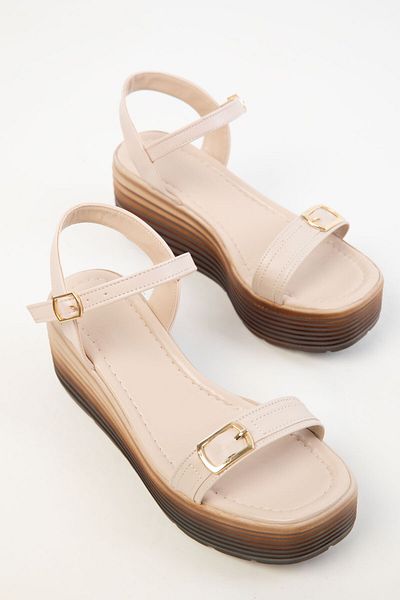 SOHO Beige Damenschuhe mit Keilabsatz 20391
