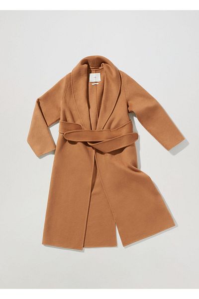 MANGO Women's Dark Camel Coat 37905542