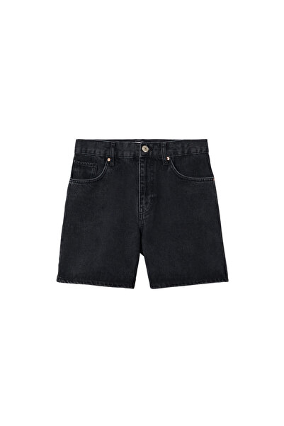 MANGO Kadın Siyah Denim Şort & Bermuda 37100324