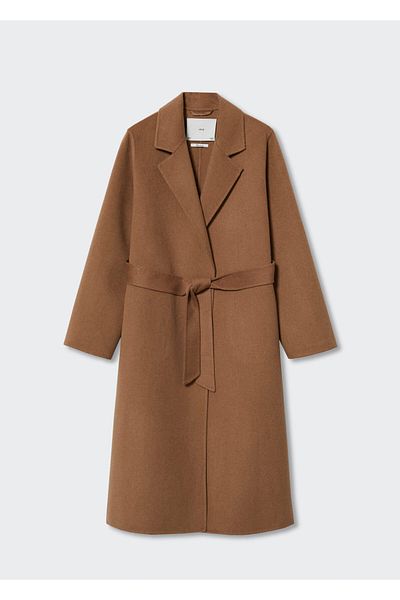 MANGO Woman Dark Camel Women's Coat 37045129