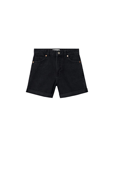 MANGO Kadın Siyah Denim Şort & Bermuda 47210064