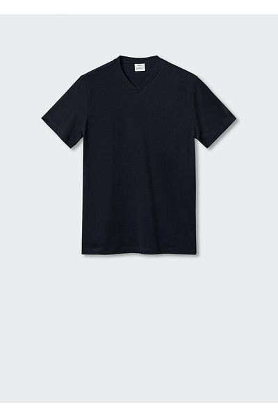 MANGO Tricou bleumarin pentru bărbați -57401053