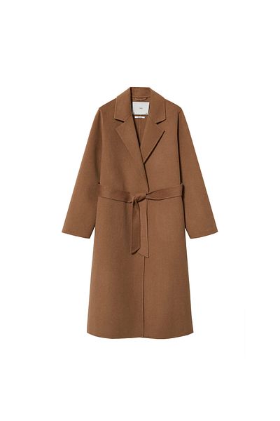 MANGO Woman Dark Camel Women's Coat 37045129
