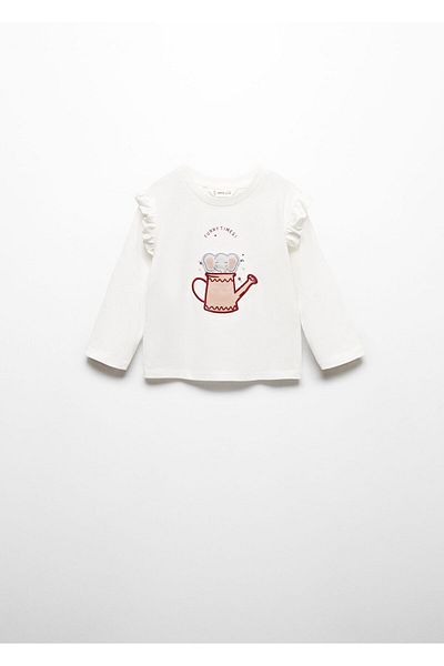 MANGO Woman Tricou alb cireș pentru fetiță 67050673