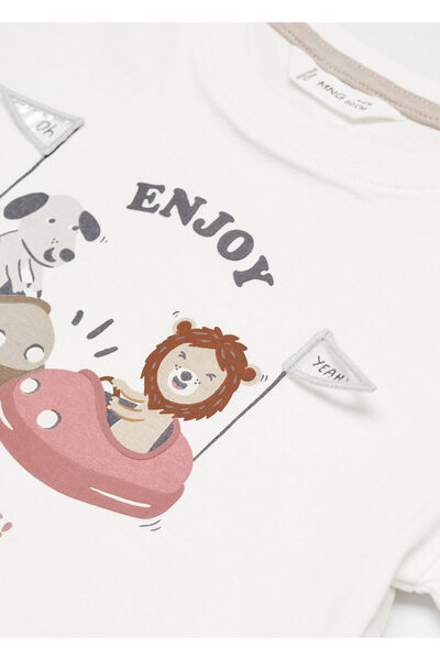 MANGO Woman Kirik Beyaz Erkek Bebek T-Shirt 67004479