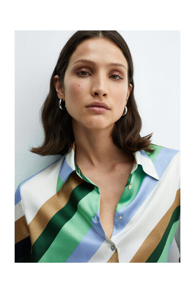 MANGO Woman Satin striped shirt