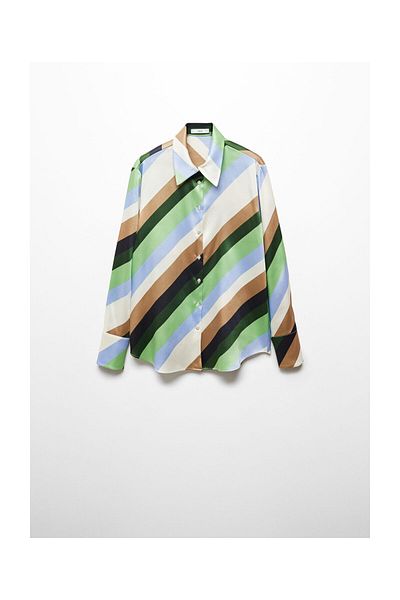 MANGO Woman Satin-Streifenhemd
