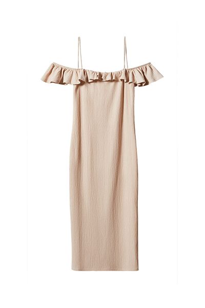 MANGO Woman Strukturiertes Rüschenkleid