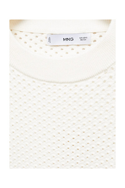 MANGO Woman Kereknyakú áttört pulóver