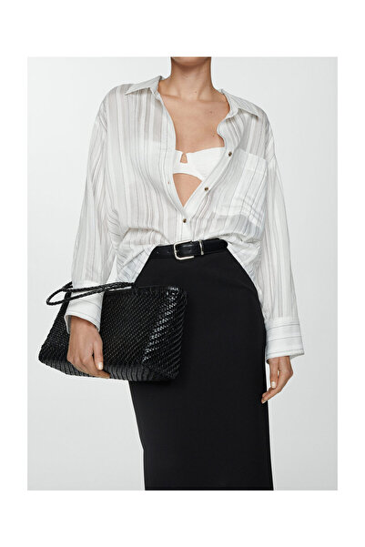 MANGO Woman Félig átlátszó csíkos ing