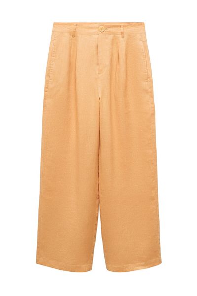 MANGO Woman Široké kalhoty ze 100% lnu