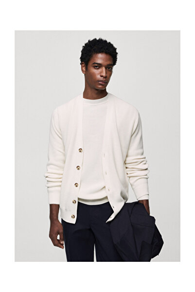 MANGO Man Buttoned ribbed cardigan