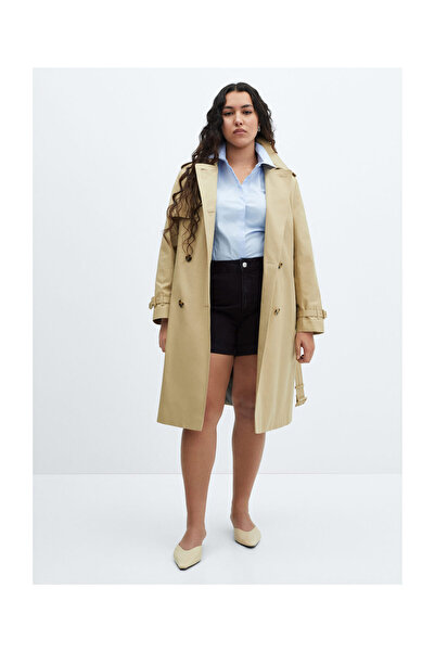 MANGO Woman Džínové šortky ve střihu pro maminky