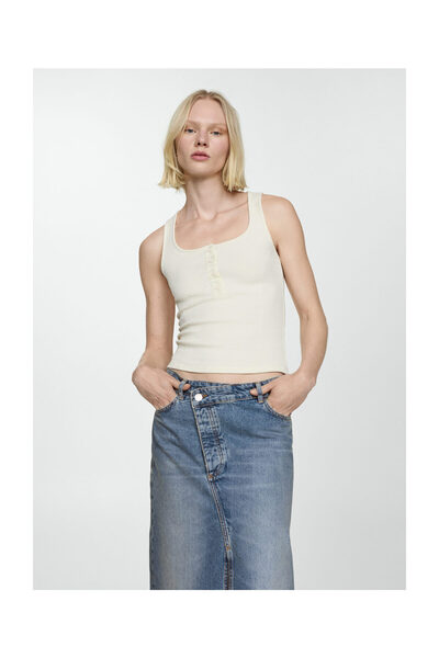 MANGO Woman Asymetrická džínová sukně