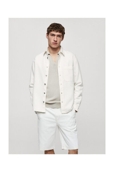 MANGO Man Βαμβακερό και λινό μπλουζάκι με κανονική εφαρμογή