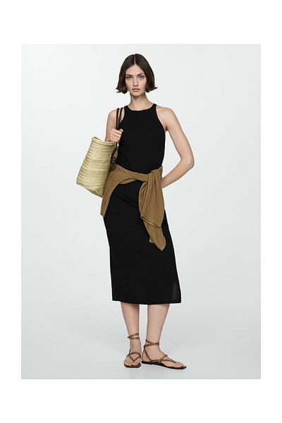 MANGO Woman Midi šaty s rozparkem