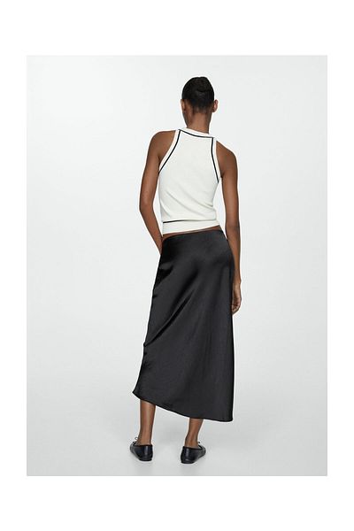 MANGO Woman Midi szatén szoknya