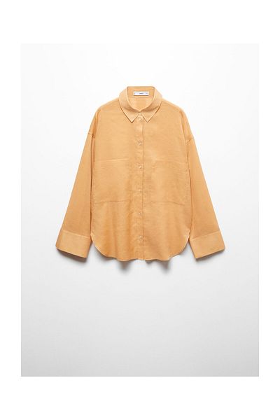 MANGO Woman Ramie-Hemd mit Taschen