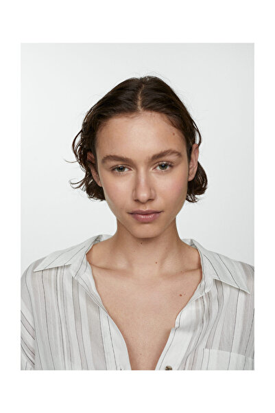 MANGO Woman Félig átlátszó csíkos ing