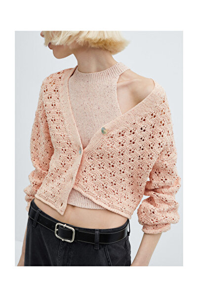 MANGO Woman Durchbrochener Strickcardigan