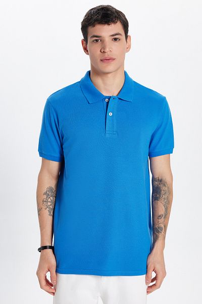 Tudors Ανδρικό T-shirt Slim Fit 100% βαμβακερό Indigo Polo γιακά