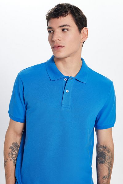 Tudors Ανδρικό T-shirt Slim Fit 100% βαμβακερό Indigo Polo γιακά