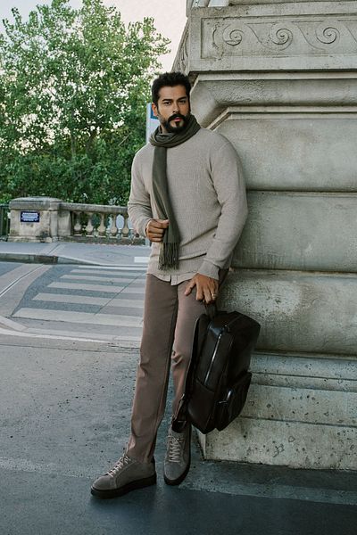 ALTINYILDIZ CLASSICS Ανδρικό παντελόνι Camel Slim Fit Slim Fit, βαμβακερό ελαστικό παντελόνι με τσέπη στο πλάι