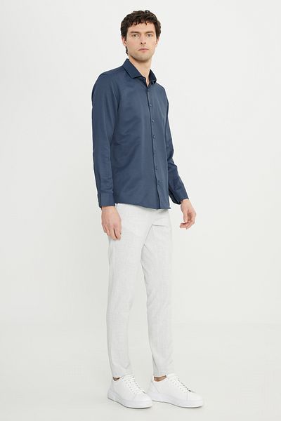 AC&Co / Altınyıldız Classics Чоловіча темно-синя сорочка Easy Fit Slim Fit Slim Fit Slim Fit італійський комір Armurlu Gomlek