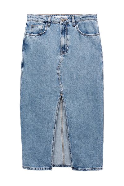 MANGO Woman Denim midi-skirt