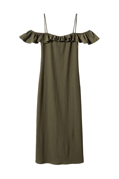 MANGO Woman Textured ruffled dress