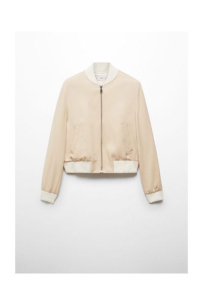 MANGO Woman Μπουφάν bomber από λινό lyocell