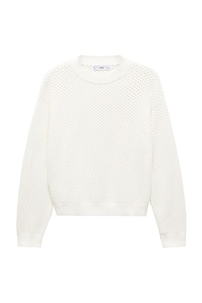 MANGO Woman Round-neck openwork sweater