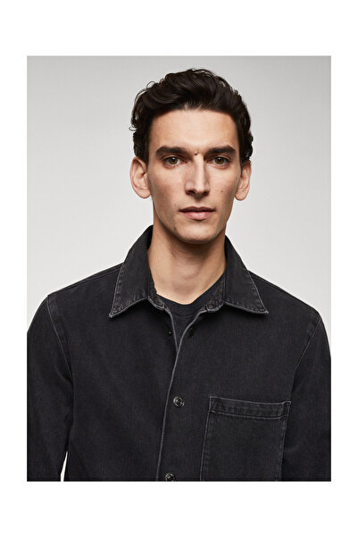 MANGO Man Cămașă din denim cu buzunar